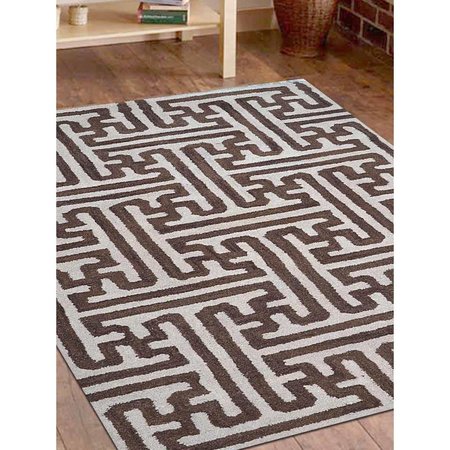 GLITZY RUGS 5 x 8 ft. Hand Tufted Wool Geometric Cream Brown Area Rug UBSK00727T0904A9
